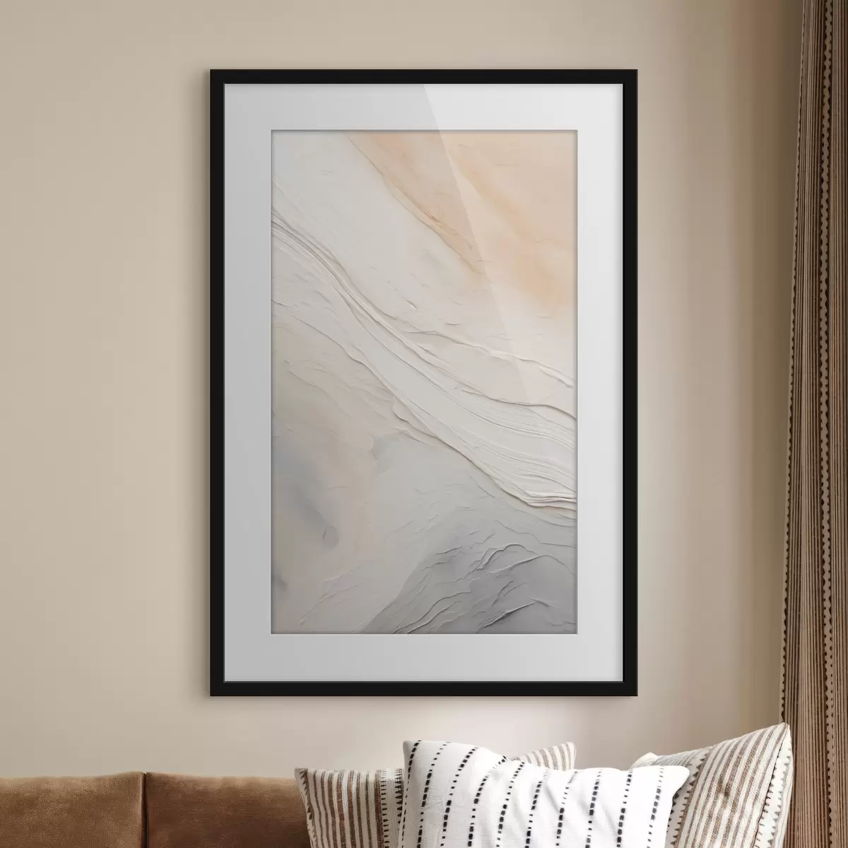 Poster Olas de yeso texturizado en suaves tonos marfil y arena f46510