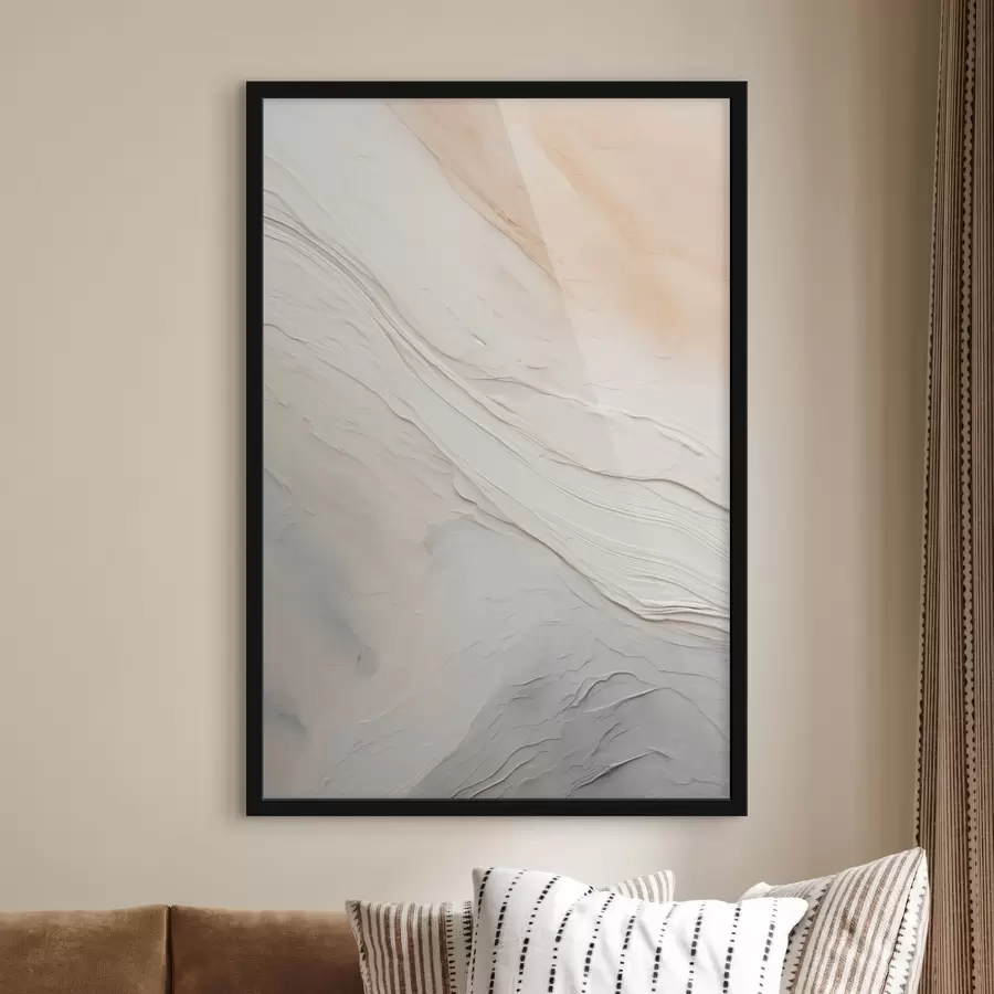 murales de pared Olas de yeso texturizado en suaves tonos marfil y arena. f46510