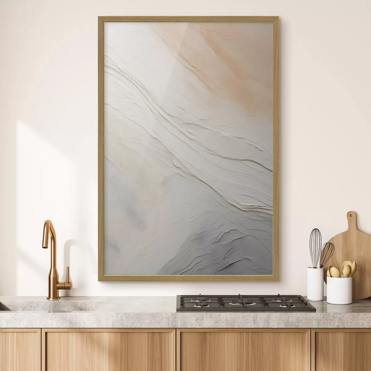 Poster Olas de yeso texturizado en suaves tonos marfil y arena f46510