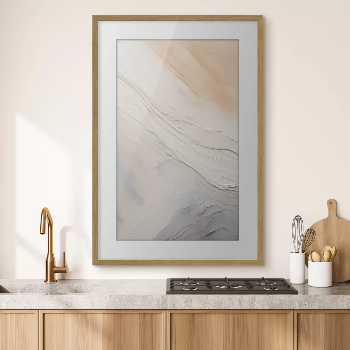 Poster Olas de yeso texturizado en suaves tonos marfil y arena f46510