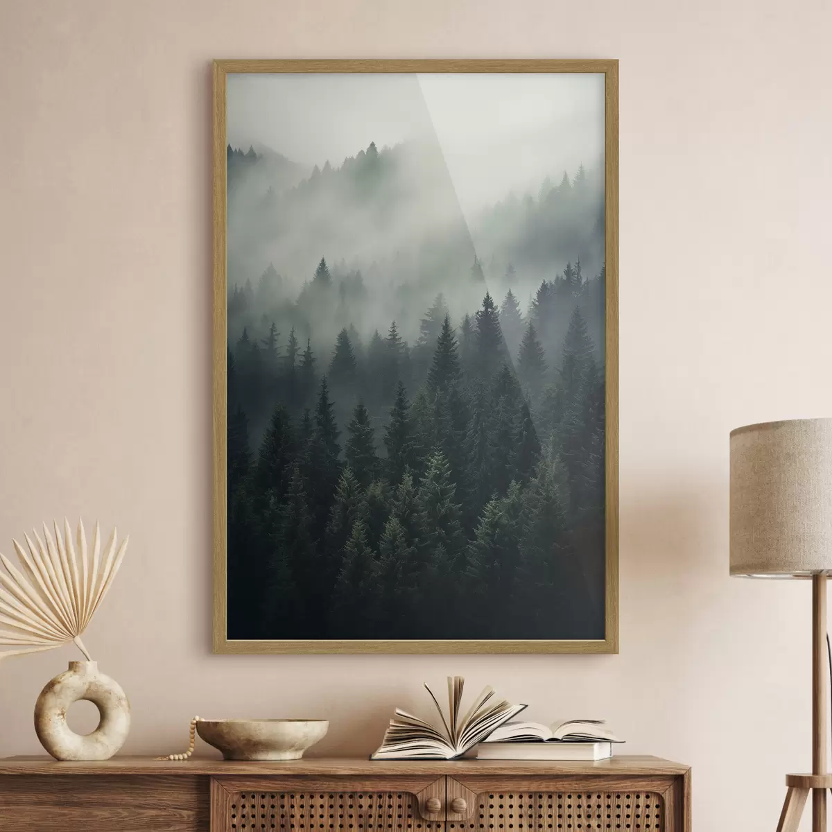 Poster Niebla sobre un denso bosque siempreverde f46512