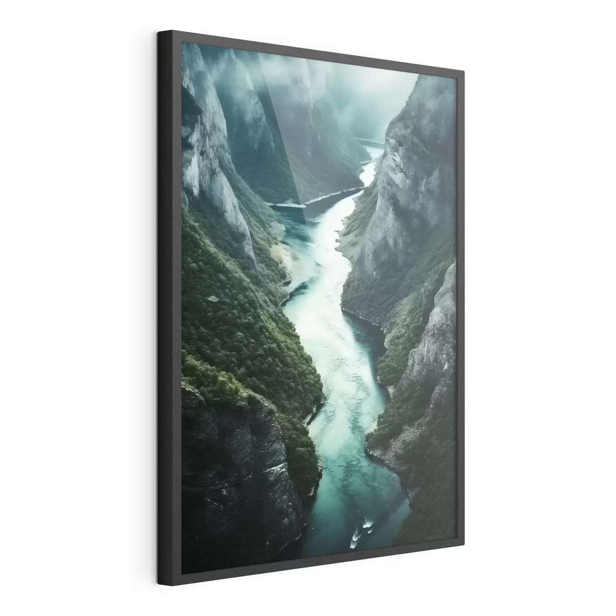 Poster Estrecho desfiladero con una corriente turquesa desde arriba f46522