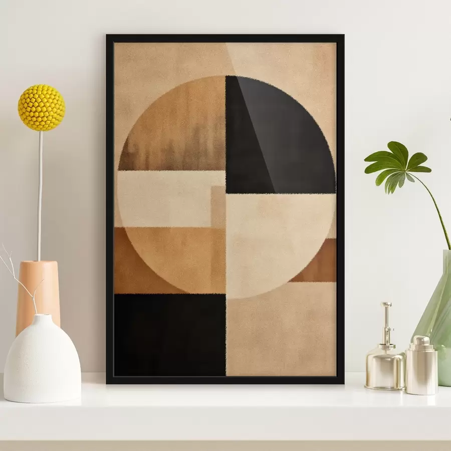 murales de pared Medios círculos y cuadrados en tonos cálidos, textura suave. f46531