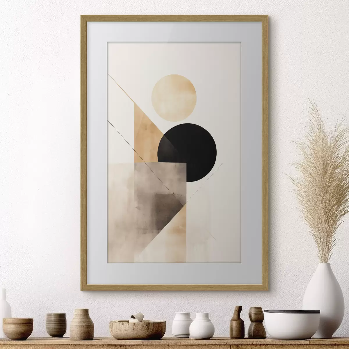 Poster Composición minimalista: círculo, triángulo y planos f46532