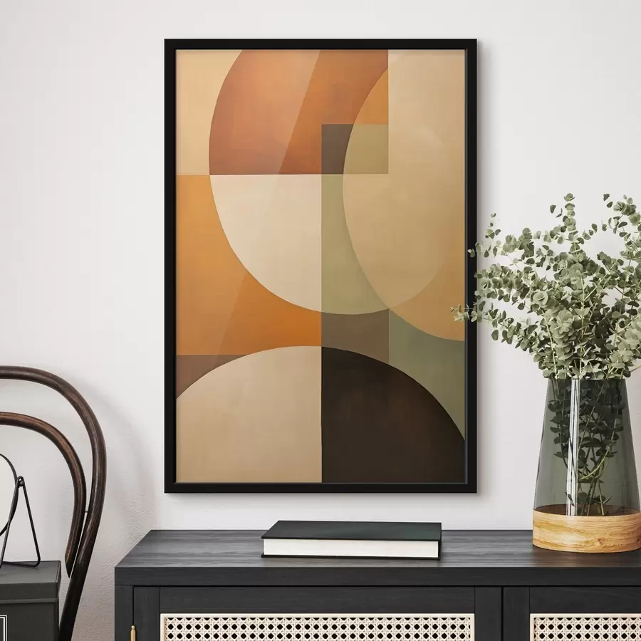 murales de pared Grandes formas entrecruzadas en tonos terracota y oliva. f46533