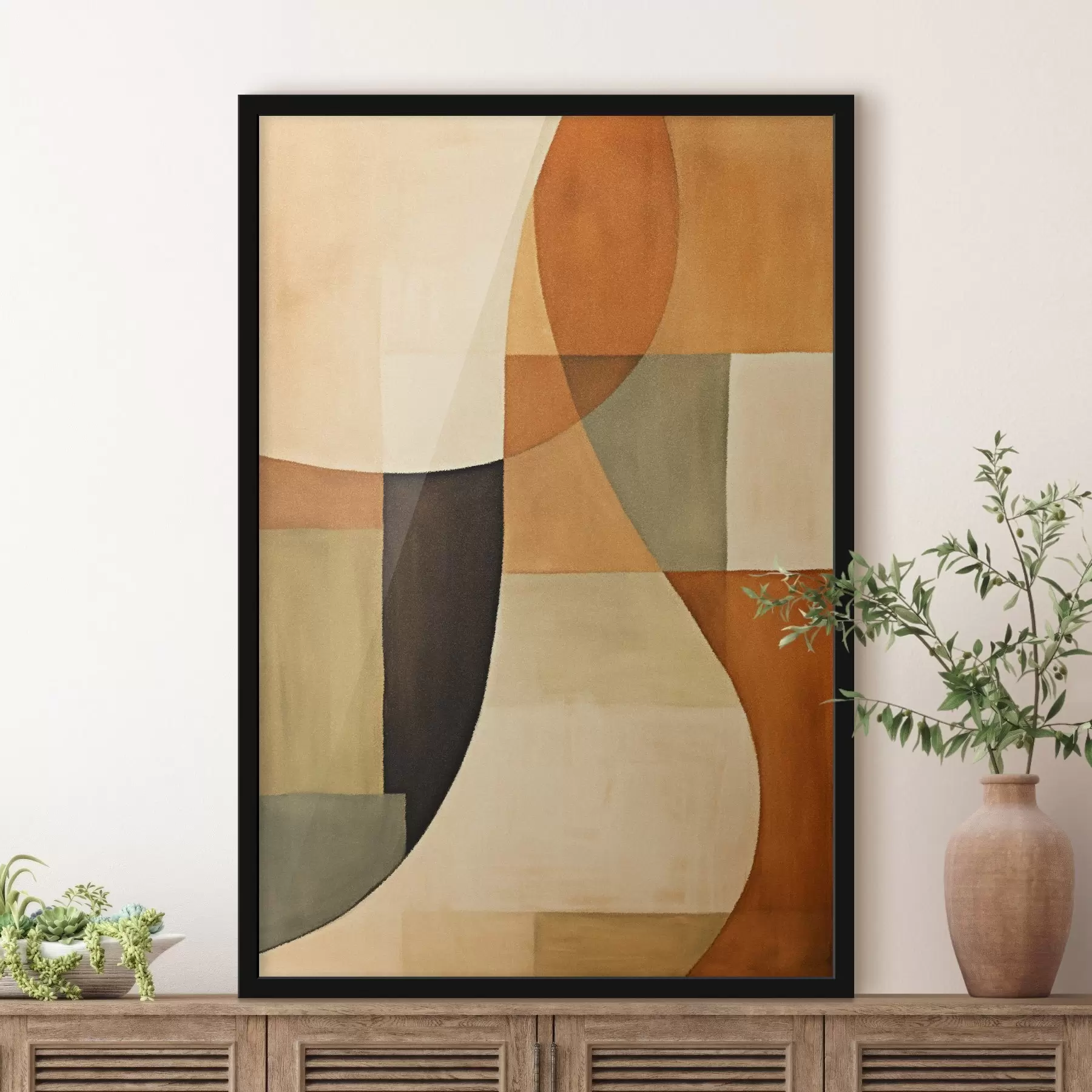 murales de pared Campos geométricos suaves en una cálida paleta natural f46538