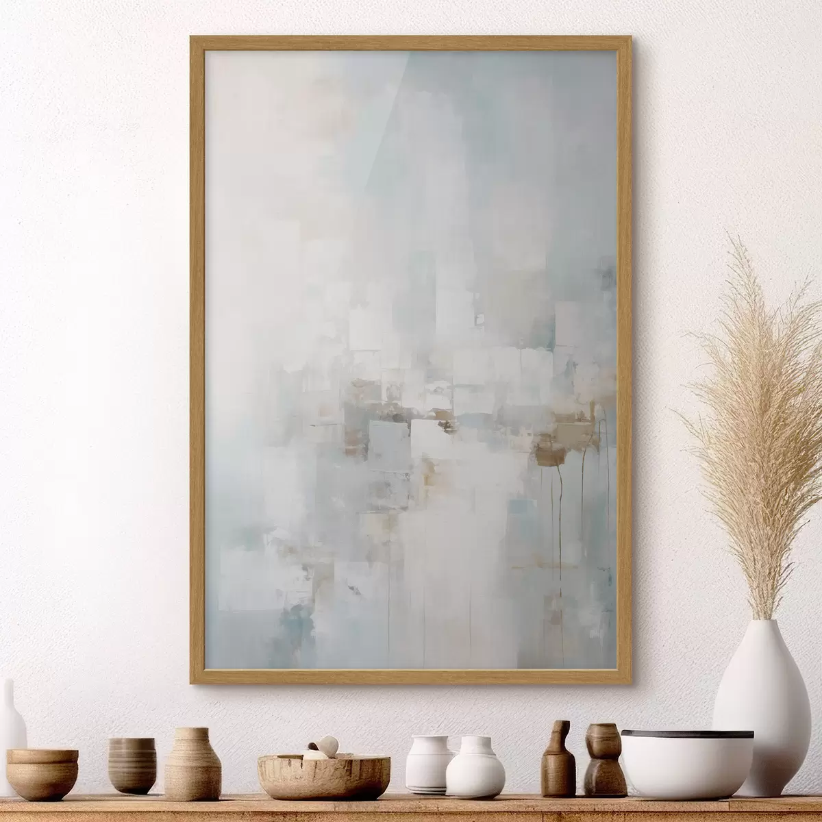 Poster Bloques de colores pastel claros: azul, beige, blanco f46546