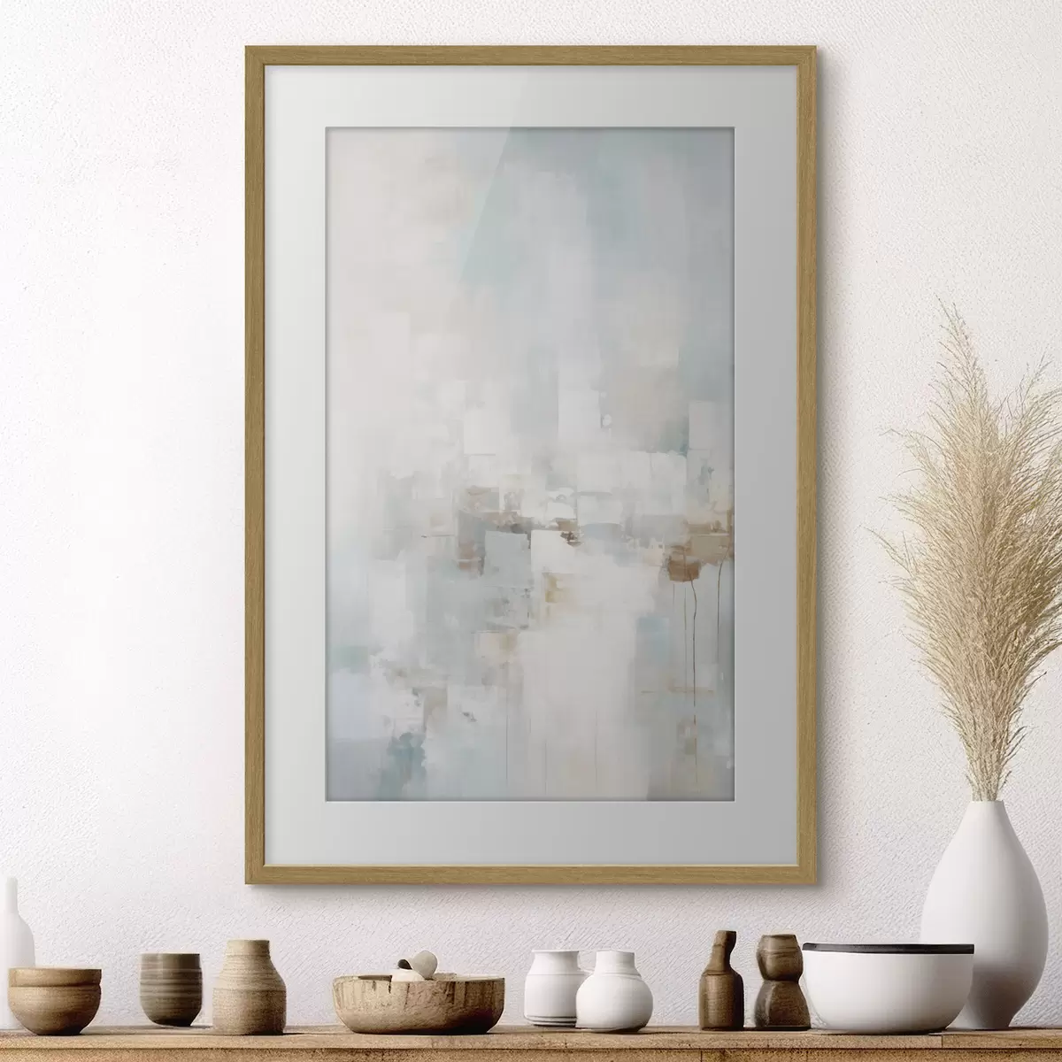 Poster Bloques de colores pastel claros: azul, beige, blanco f46546