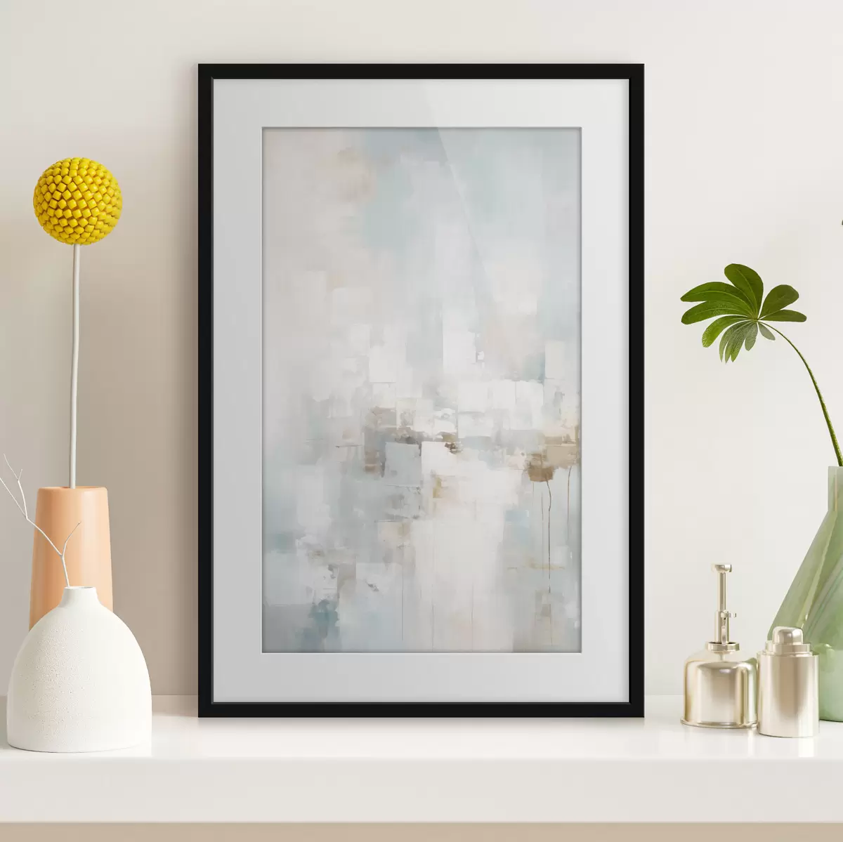 Poster Bloques de colores pastel claros: azul, beige, blanco f46546