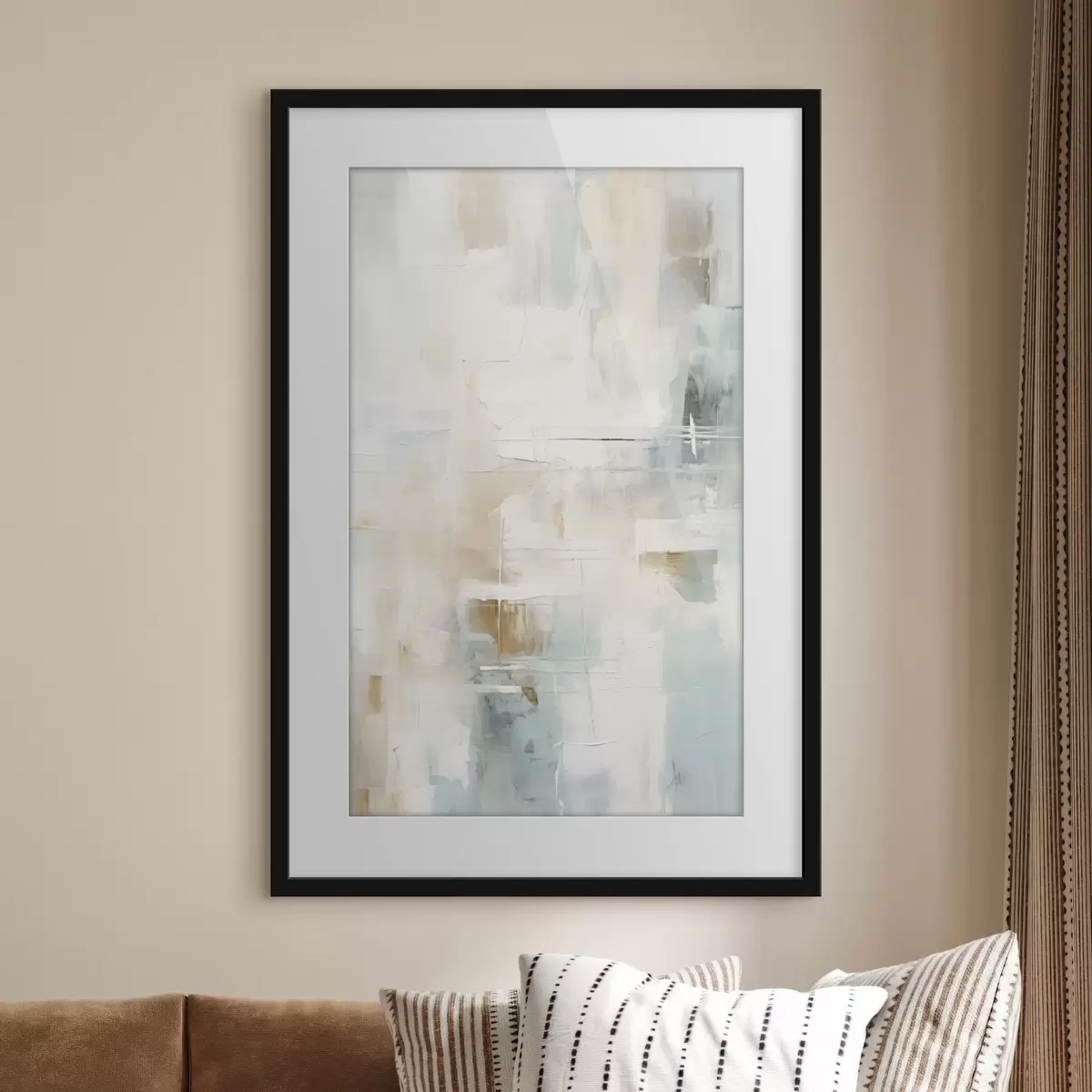 Poster Trazos aireados de azul y beige sobre blanco f46547