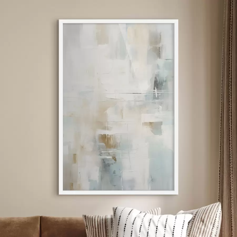 murales de pared Trazos aireados de azul y beige sobre blanco f46547