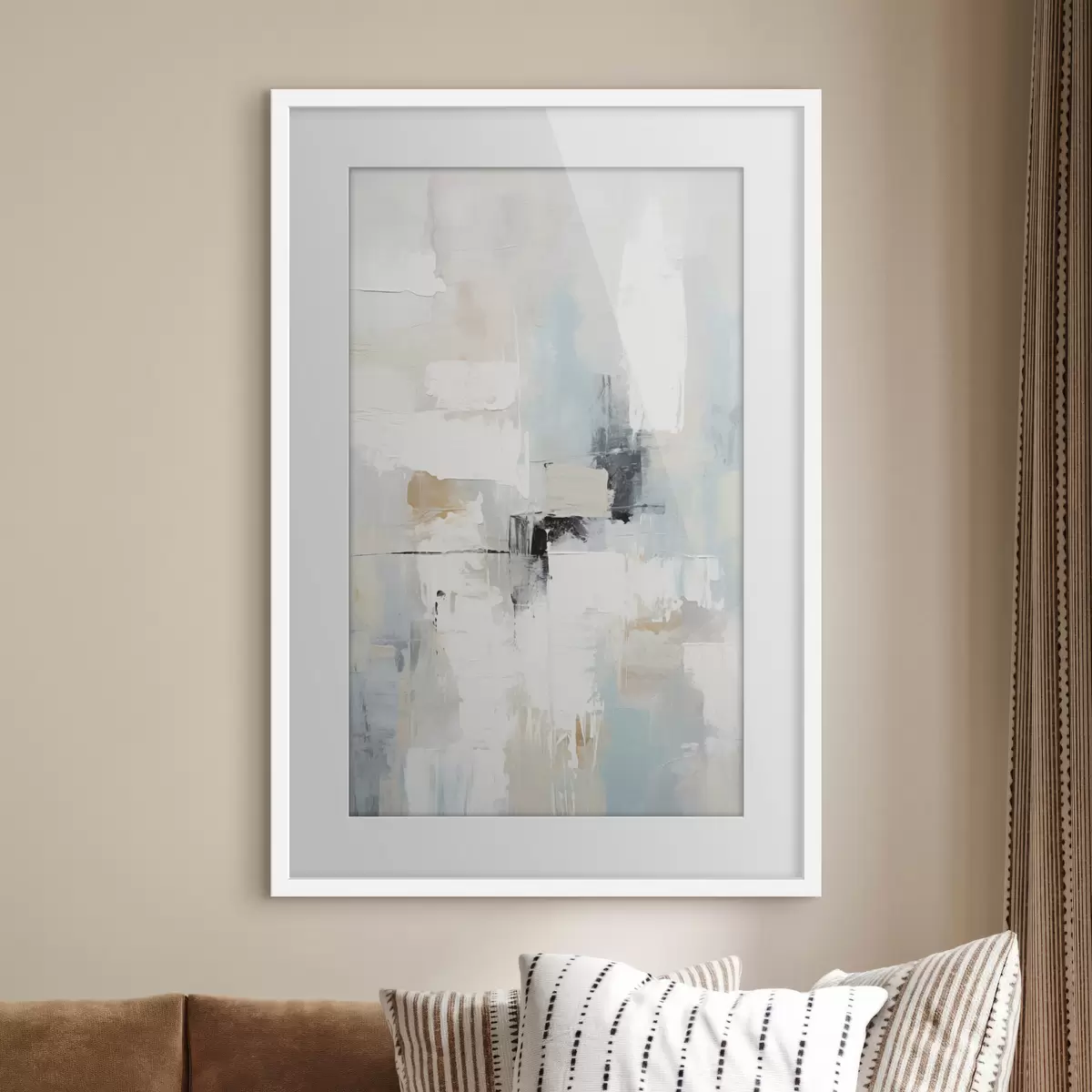 Poster Abstracto en tonos claros con un toque negro f46548