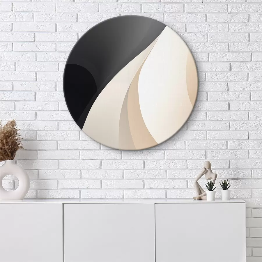 murales de pared Curvas elegantes y superpuestas en tonos carbón, marfil y arena r46493