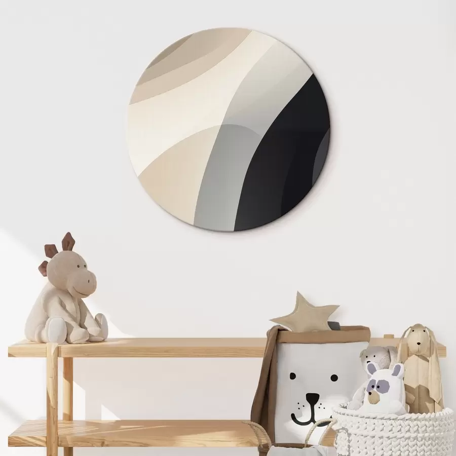 murales de pared Formas orgánicas onduladas en tonos beige cálido y carbón r46494