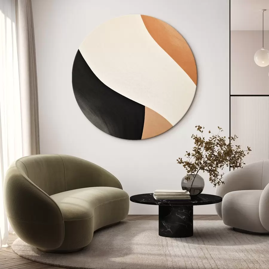 murales de pared Curva en S llamativa en color crema, negro y detalles en terracota r46495