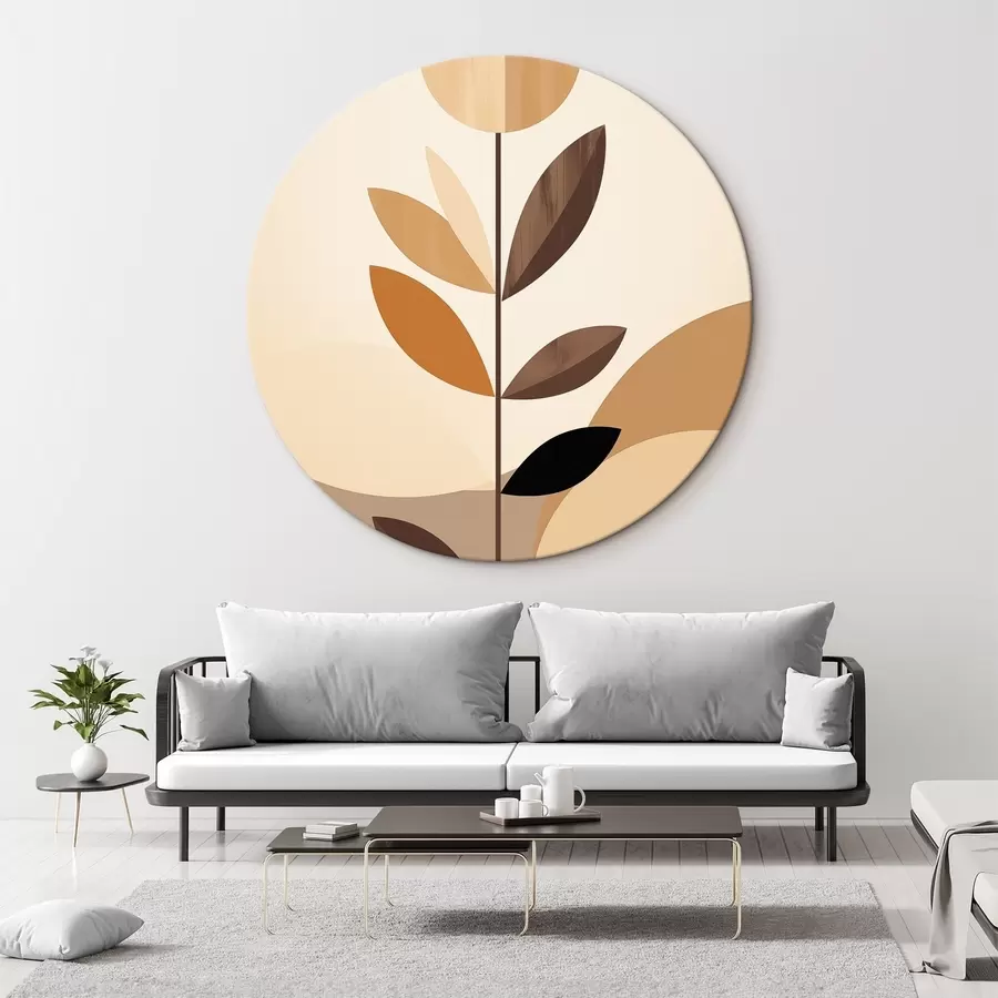 murales de pared Flor estilizada con hojas geométricas en tonos cálidos r46500