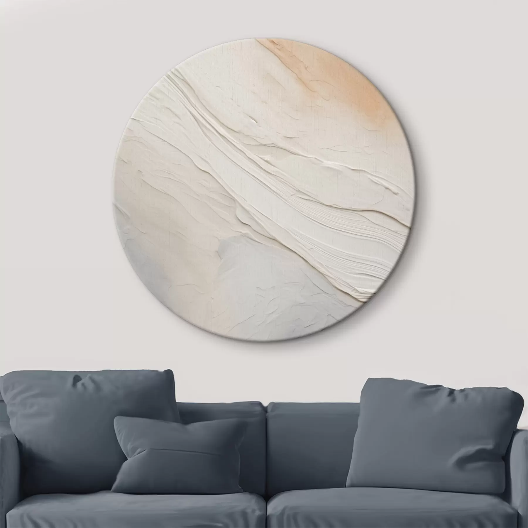 murales de pared Olas de yeso texturizado en suaves tonos marfil y arena r46510
