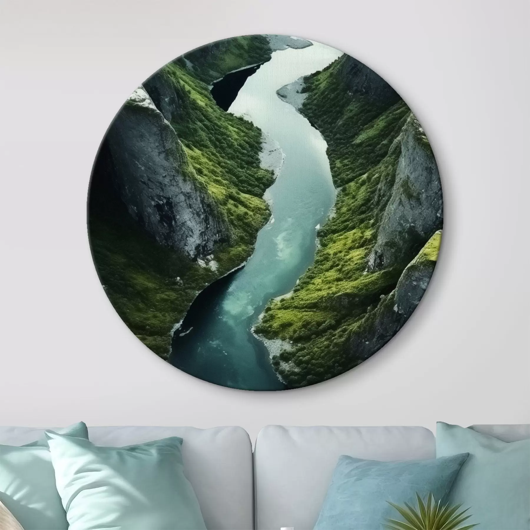 murales de pared Río serpenteante entre acantilados, vista aérea r46521