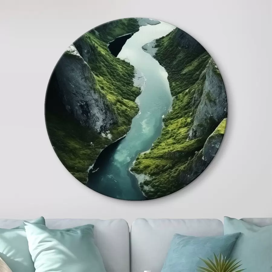 murales de pared Río serpenteante entre acantilados, vista aérea r46521