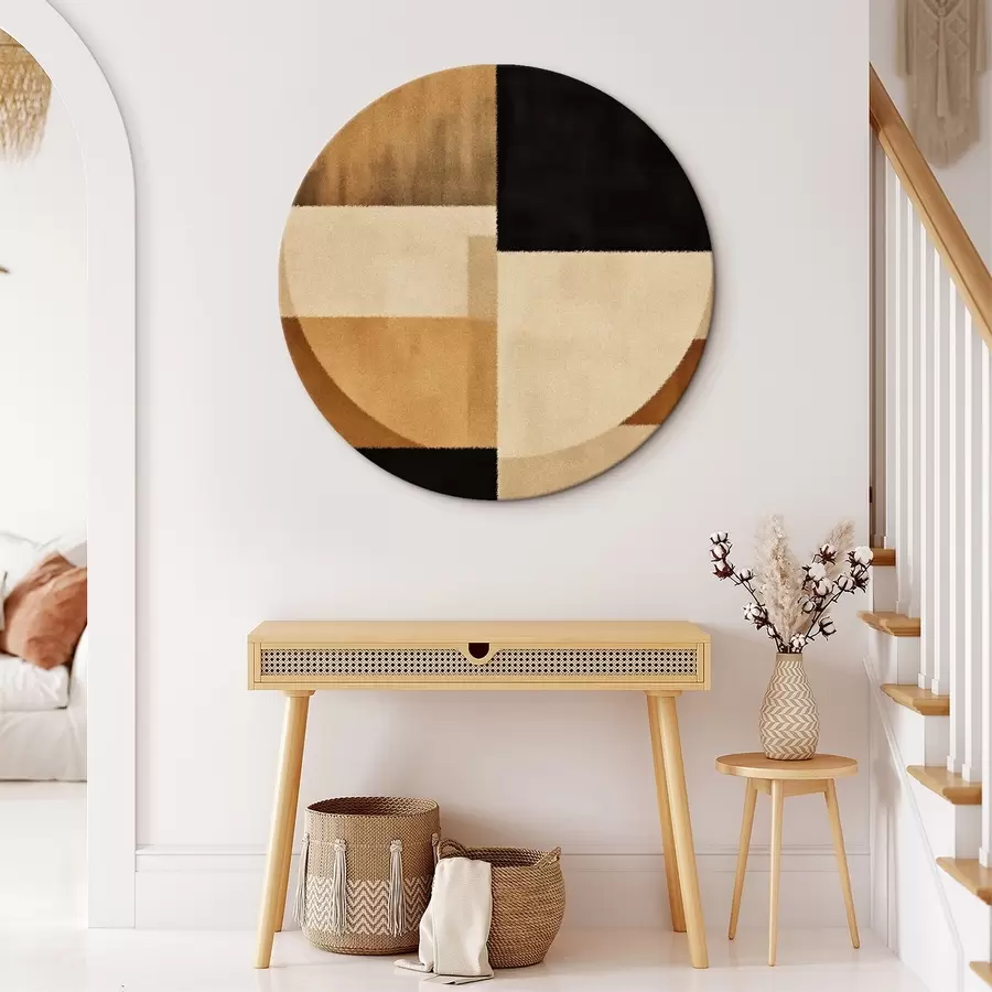 murales de pared Medios círculos y cuadrados en tonos cálidos, textura suave r46531