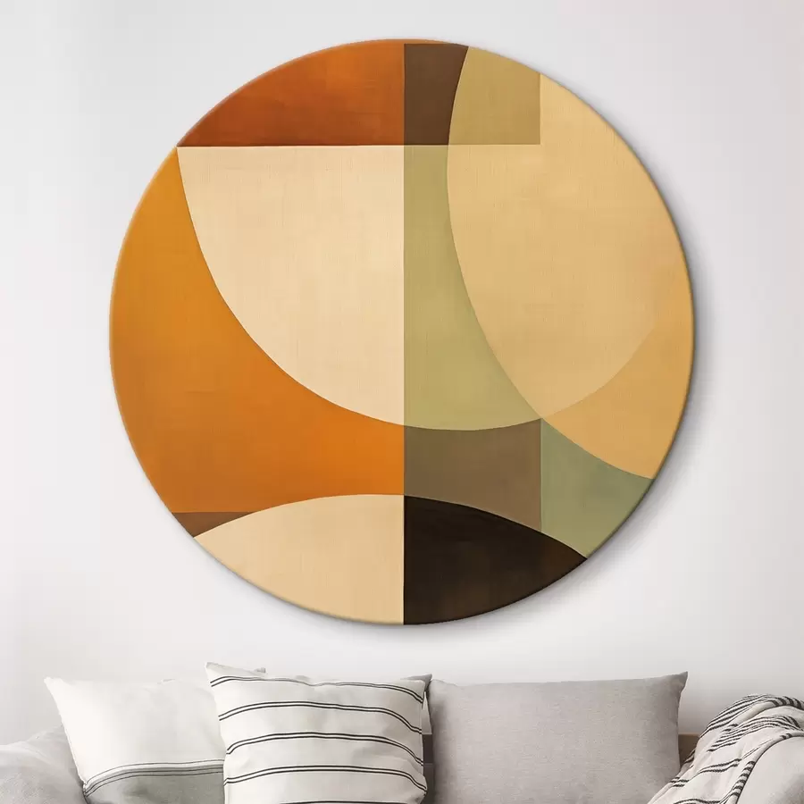 murales de pared Grandes formas entrecruzadas en tonos terracota y oliva r46533