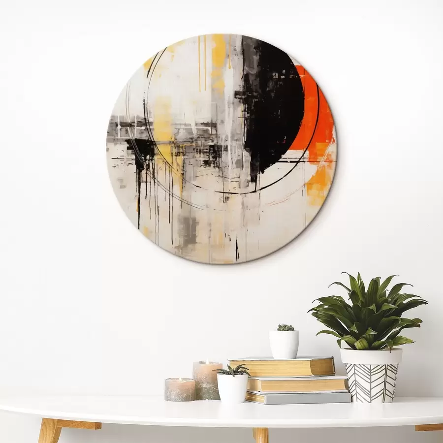 murales de pared Círculo monocromo naranja con gotas texturizadas r46536