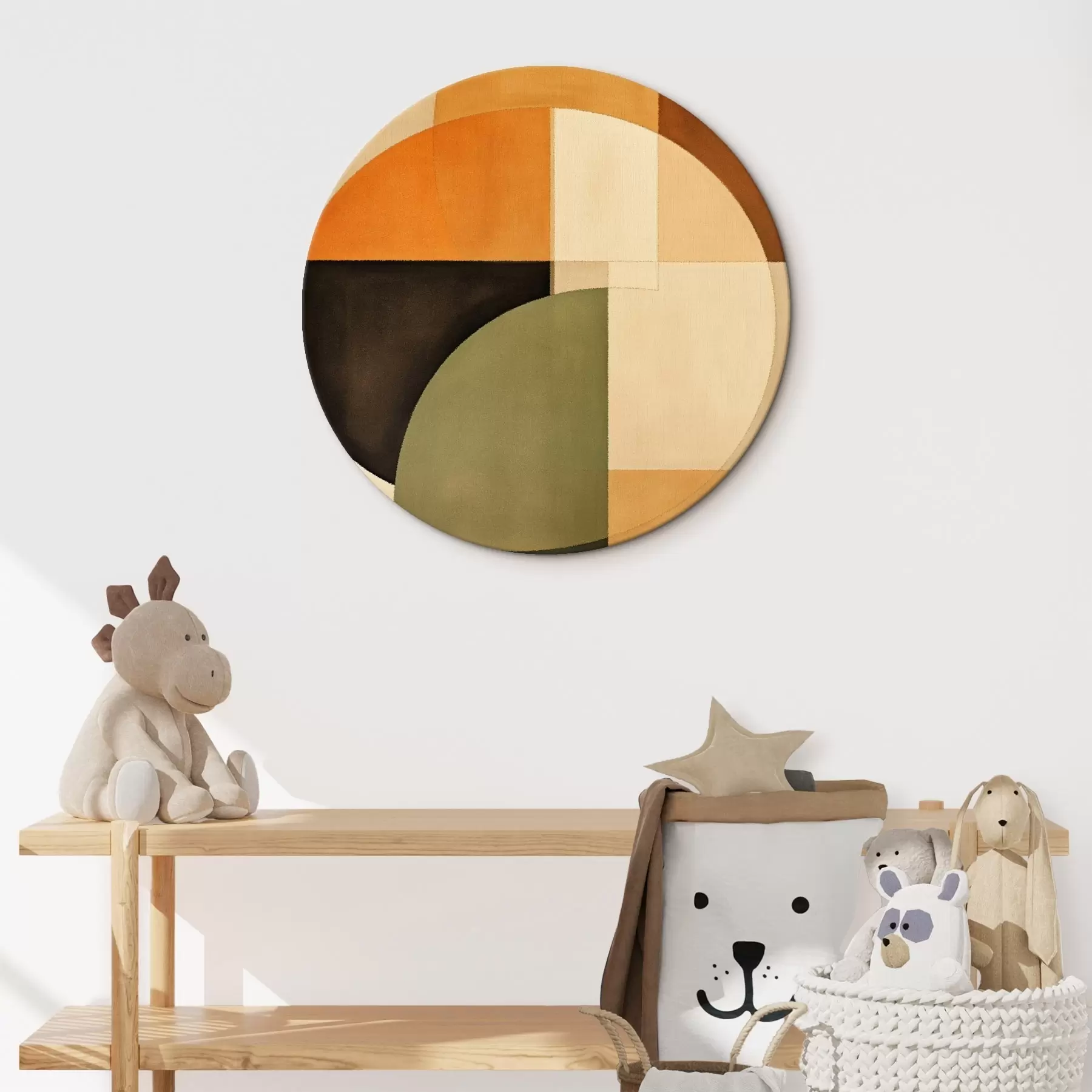 murales de pared Círculos entrecruzados en una paleta de colores arena y oliva r46537