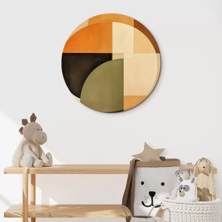 murales de pared Círculos entrecruzados en una paleta de colores arena y oliva r46537