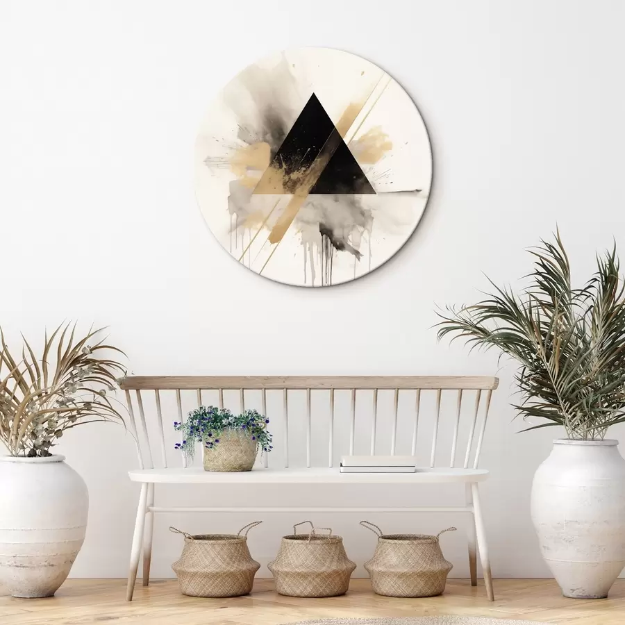 murales de pared Geometría: triángulo negro con salpicaduras y líneas claras r46540