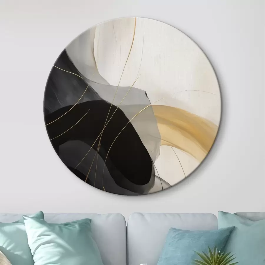 murales de pared Suaves curvas en negro y beige con un toque cálido r46542