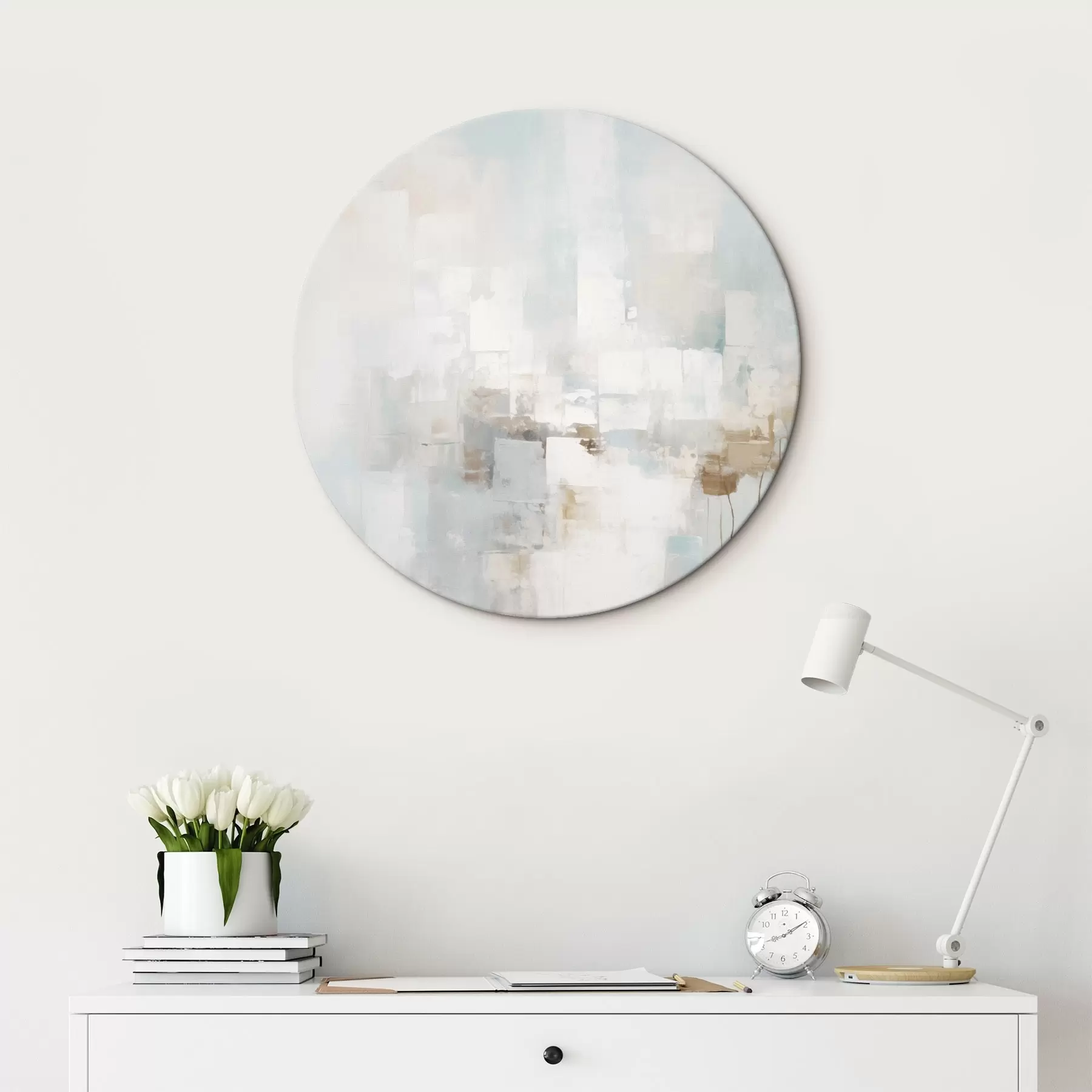 murales de pared Bloques de colores pastel claros: azul, beige, blanco r46546