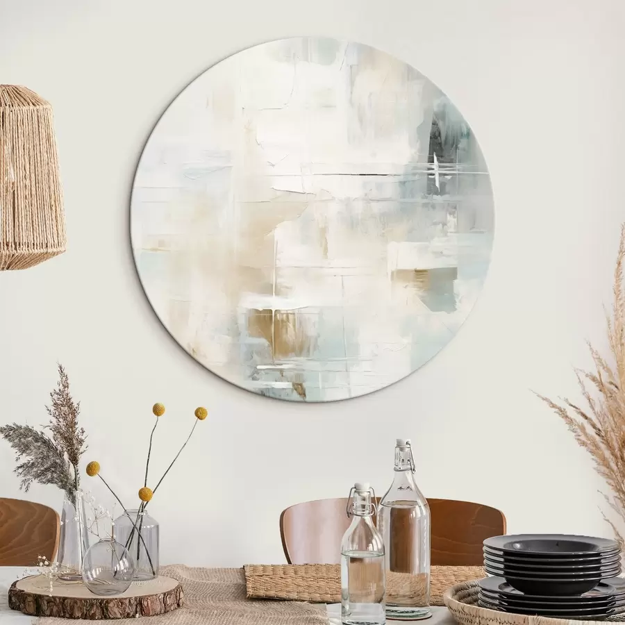 murales de pared Trazos aireados de azul y beige sobre blanco r46547