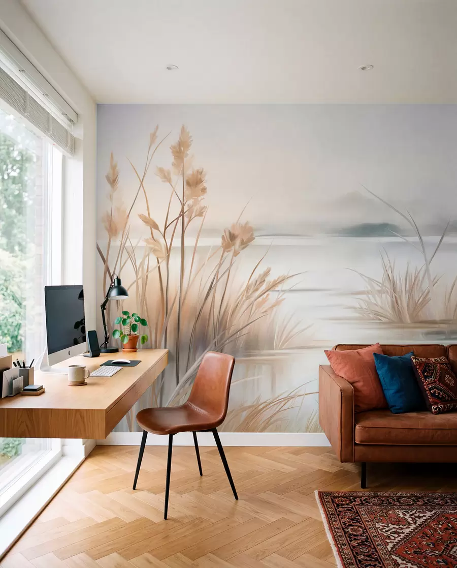 murales de pared El lago tras los juncos w09534