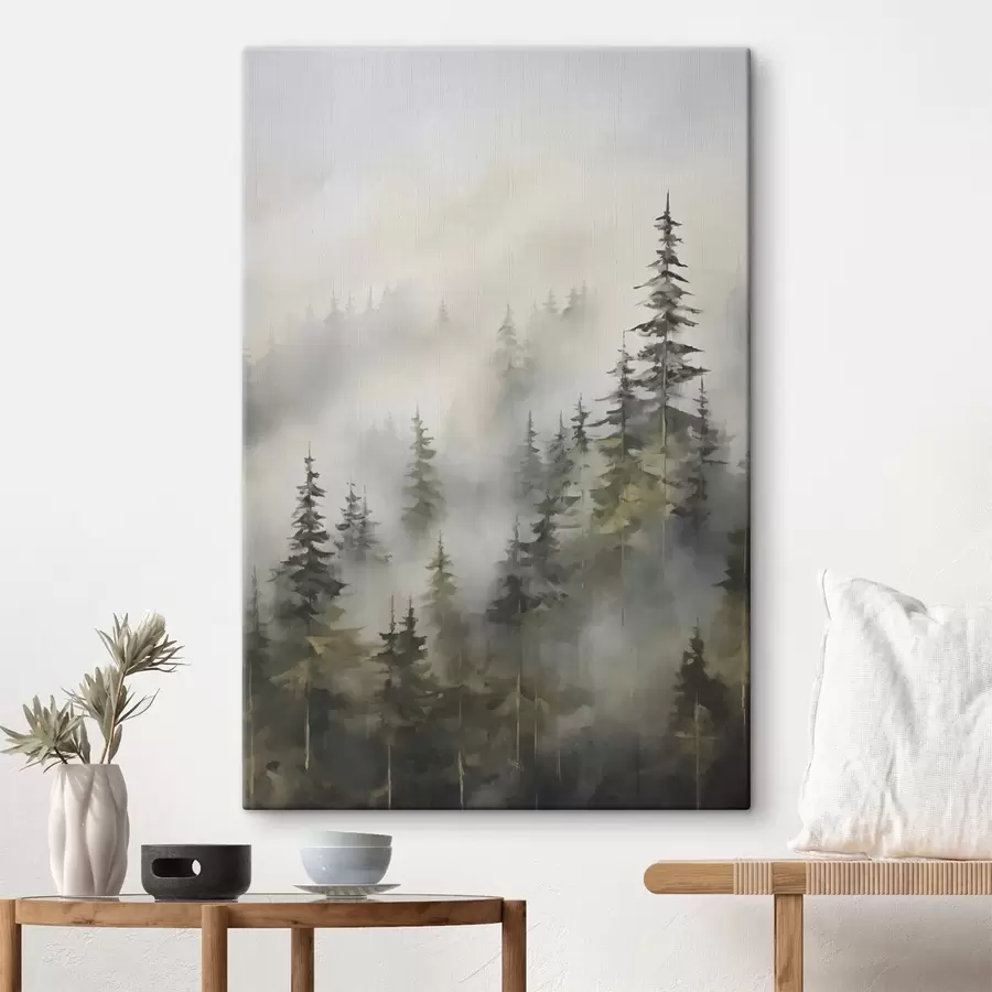 murales de pared Bosque en la niebla, imitación de pintura s46671