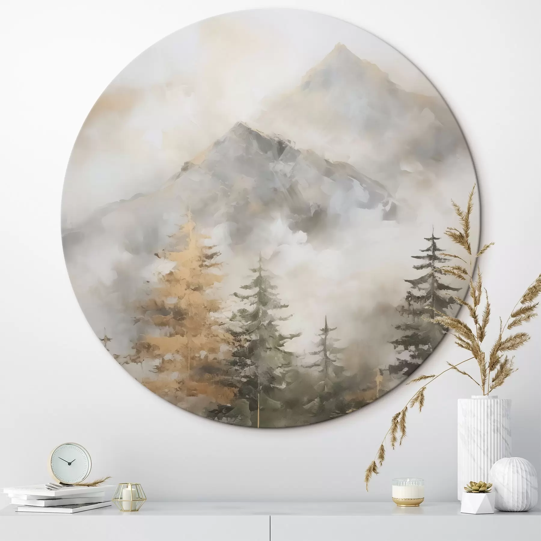 murales de pared Bosque con las montañas como telón de fondo, imitación de pintura r46670