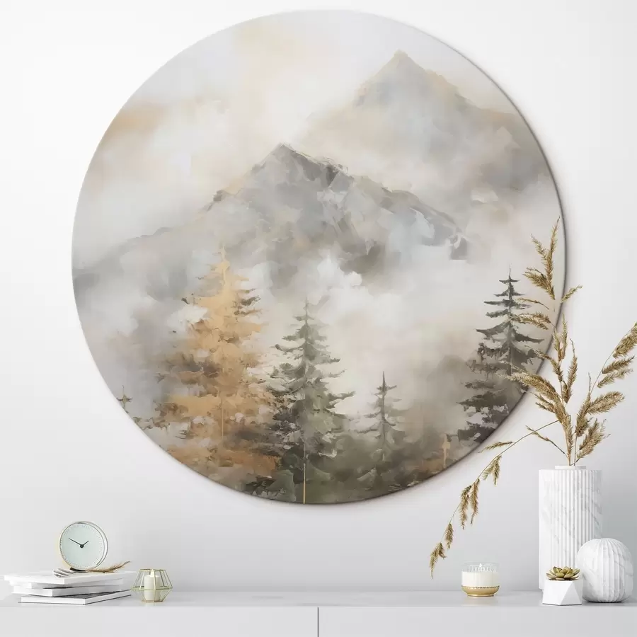murales de pared Bosque con las montañas como telón de fondo, imitación de pintura r46670