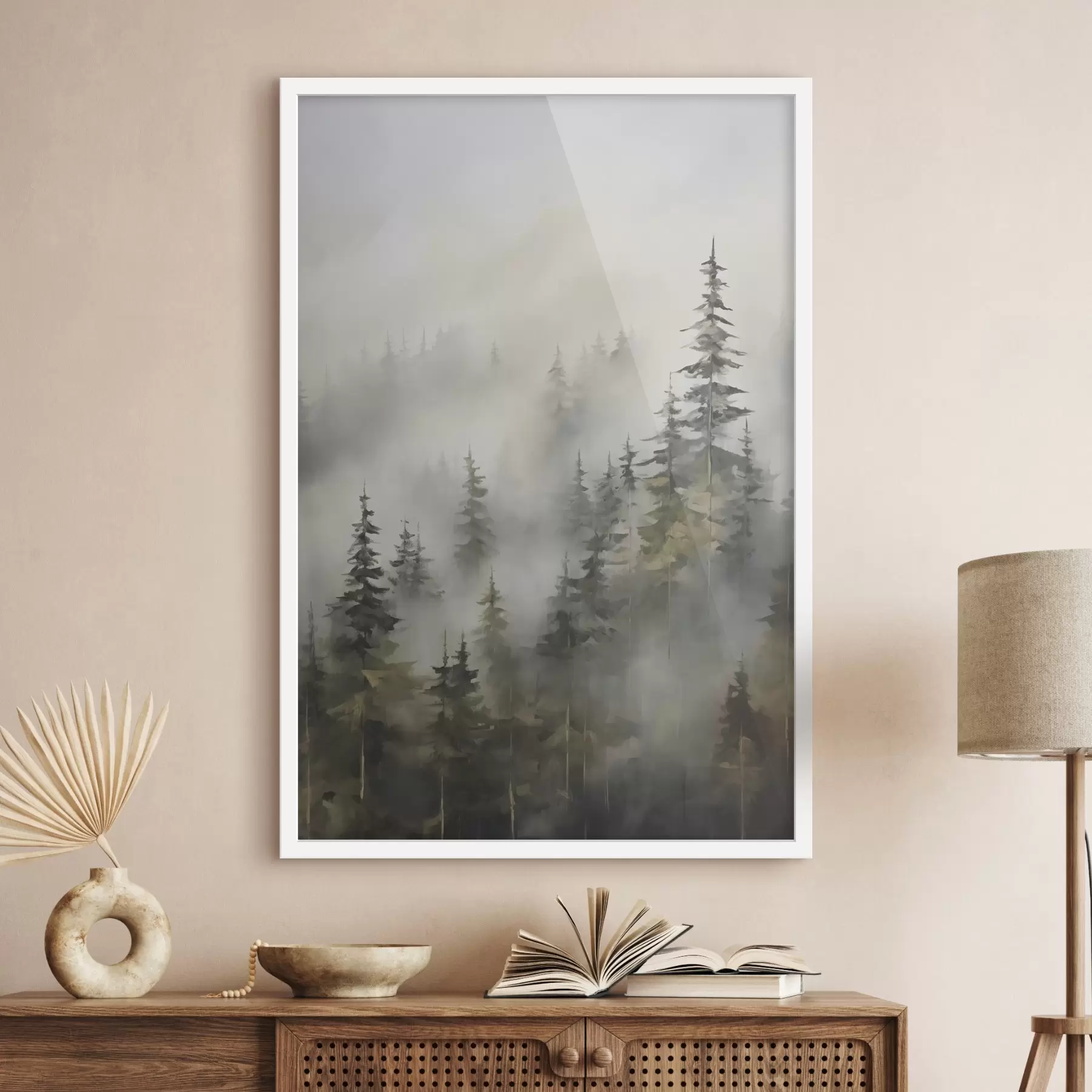 murales de pared Bosque en la niebla, imitación de pintura f46671