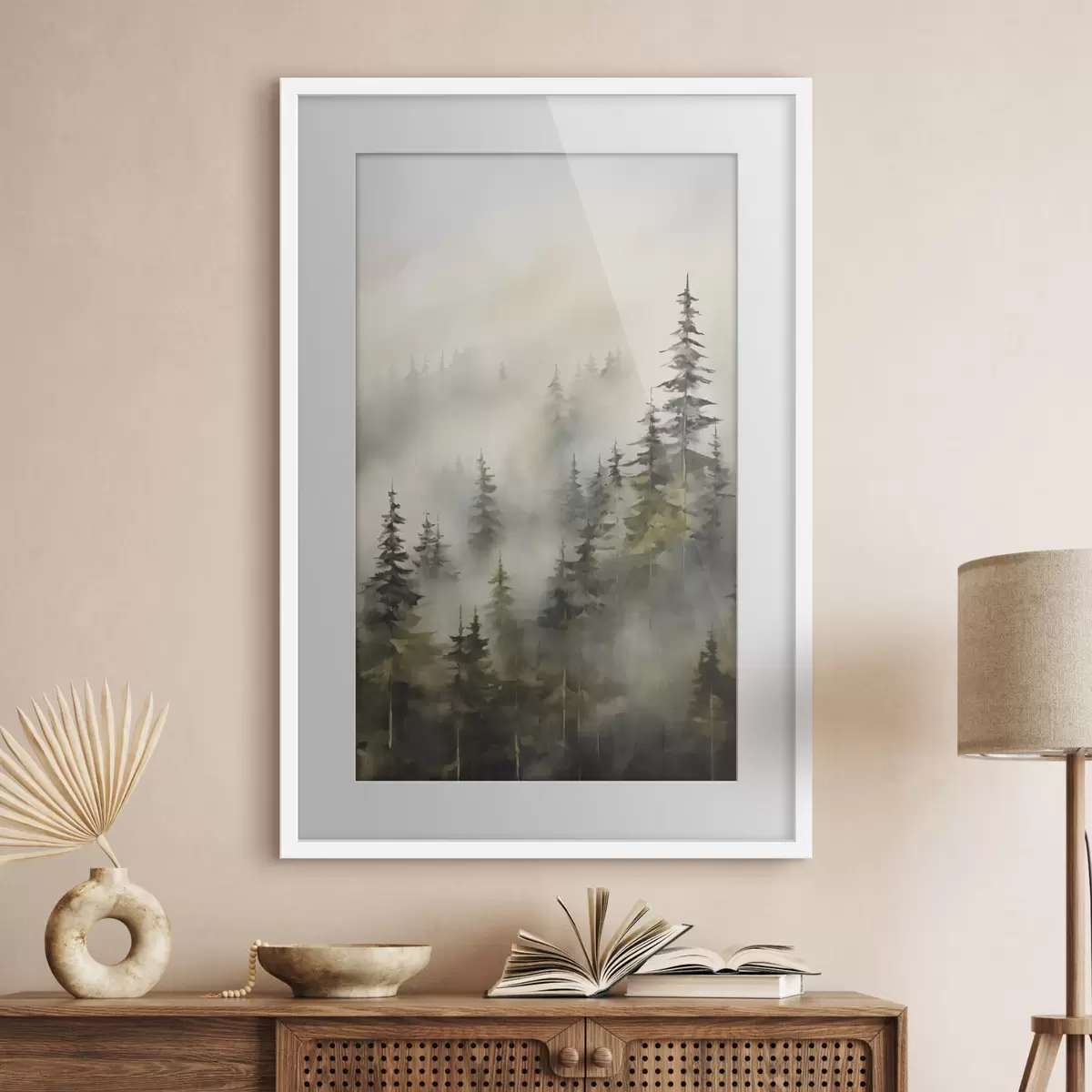 Poster Bosque en la niebla, imitación de pintura f46671