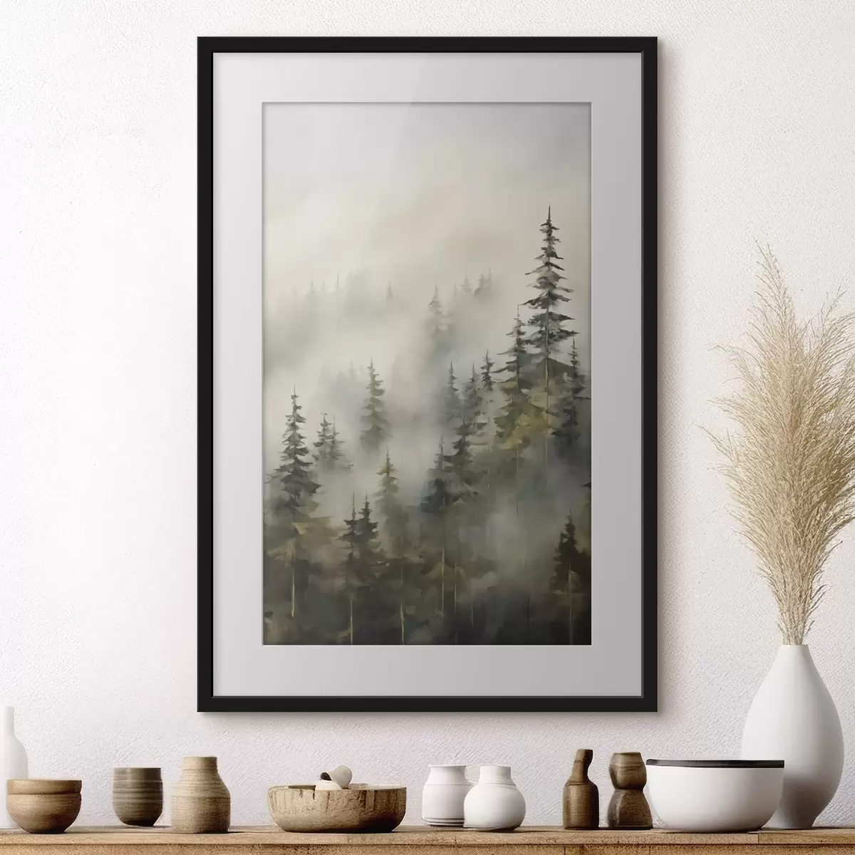 Poster Bosque en la niebla, imitación de pintura f46671