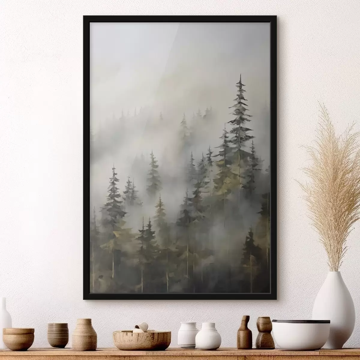 Poster Bosque en la niebla, imitación de pintura f46671