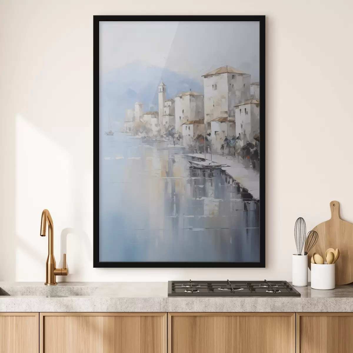 Poster Casas abstractas junto a la bahía, imitación de pintura. f46673