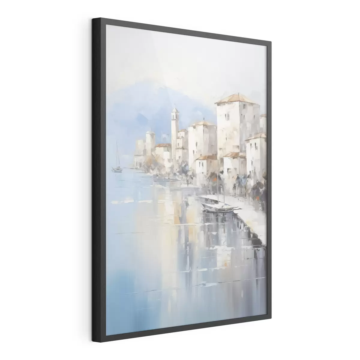 Poster Casas abstractas junto a la bahía, imitación de pintura f46673