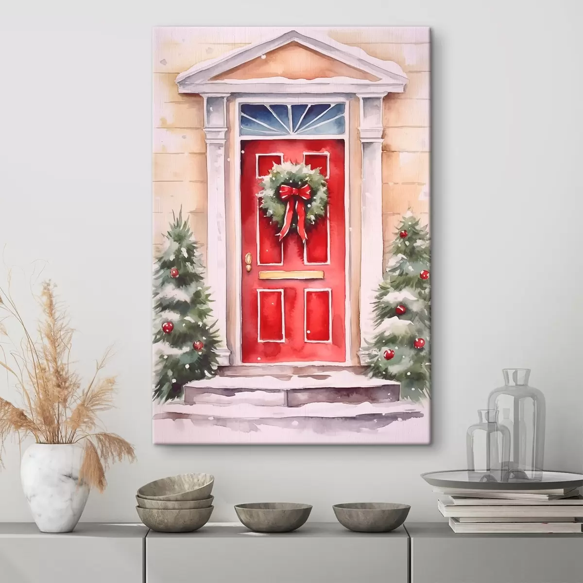 murales de pared Puerta navideña con corona s46622