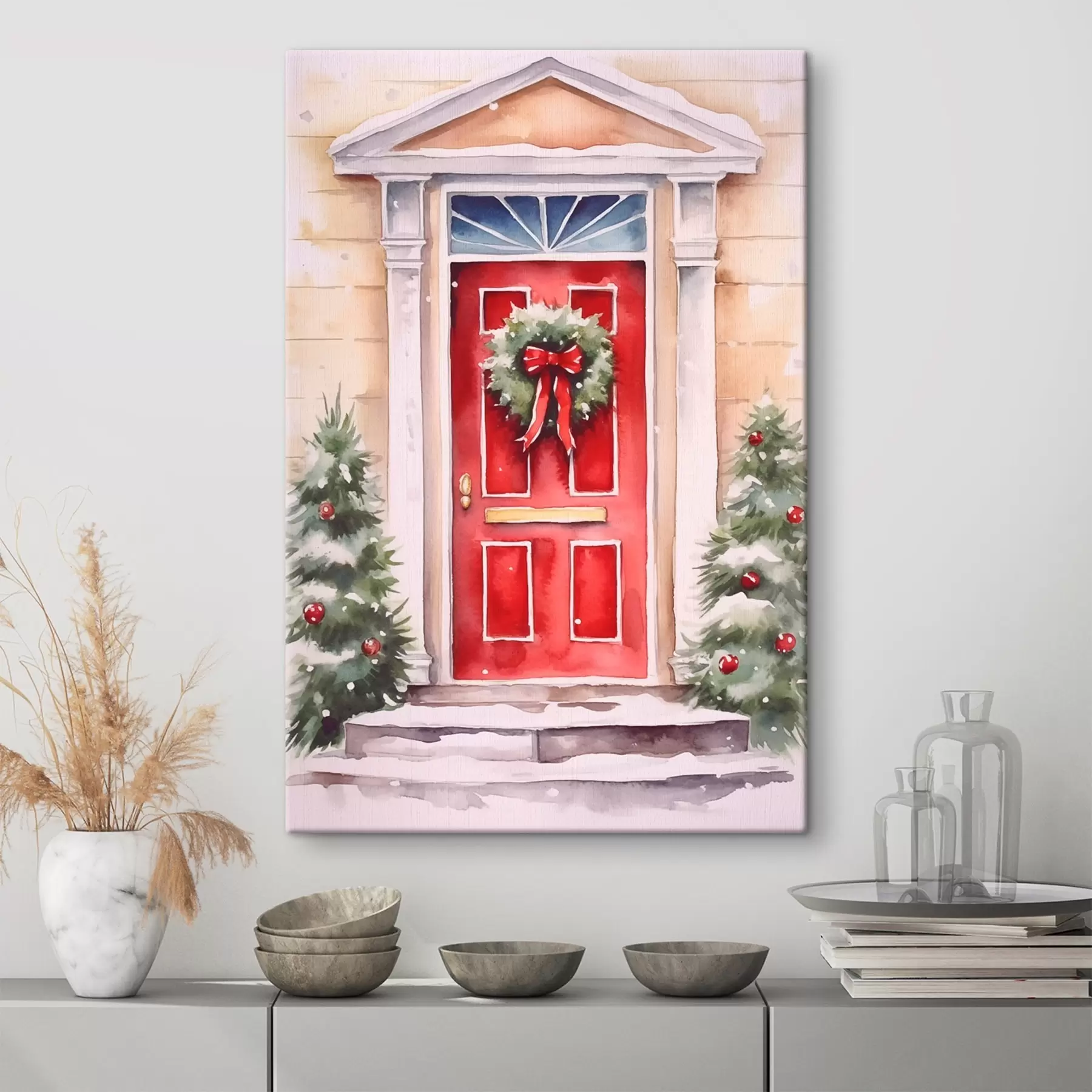 murales de pared Puerta navideña con corona s46622