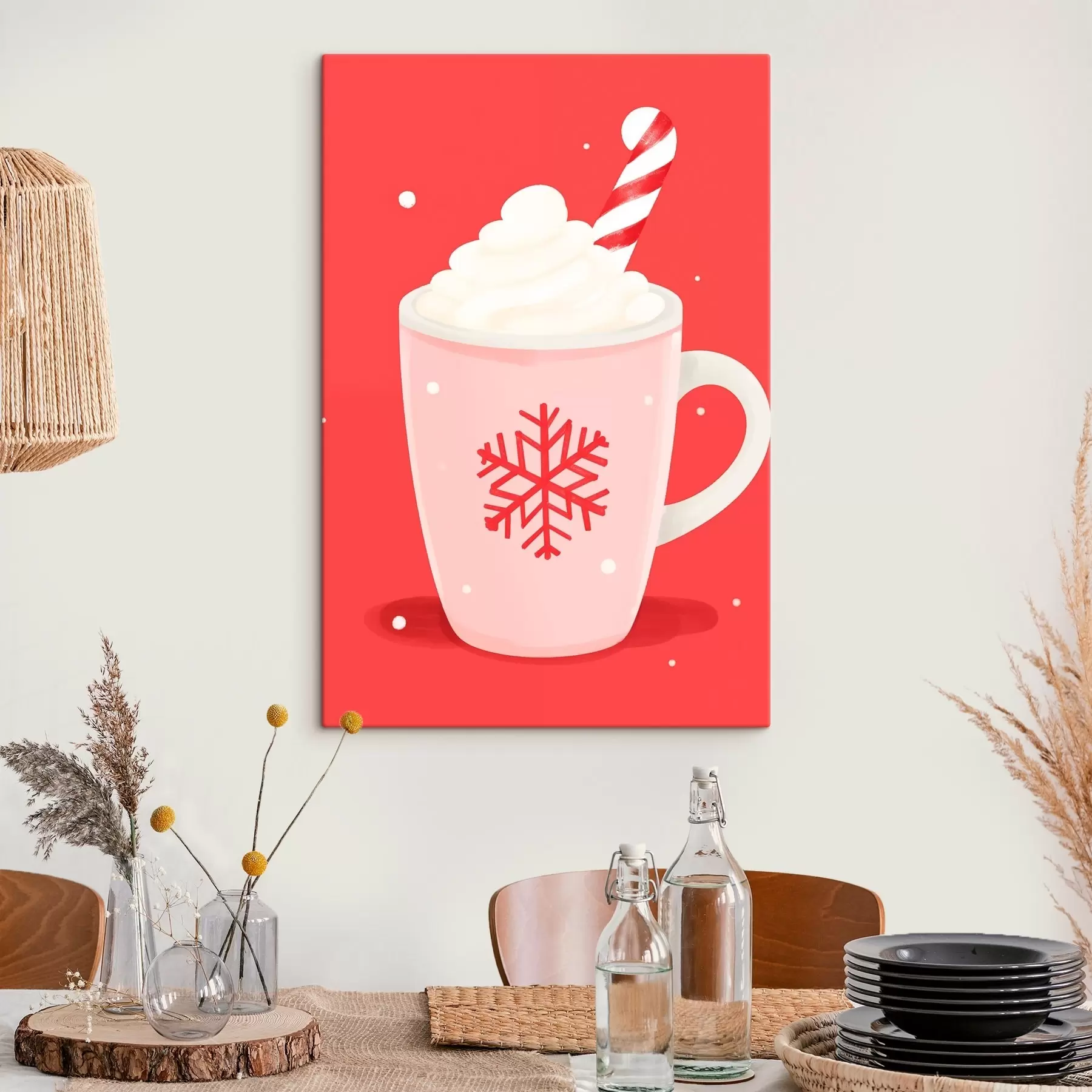 murales de pared Cacao navideño con nata y bastones de caramelo s46625
