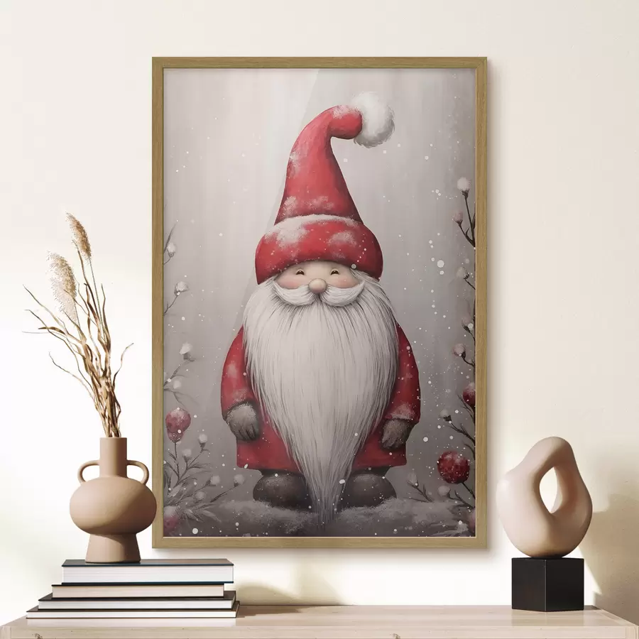 murales de pared Gnomo navideño con barba larga f46620