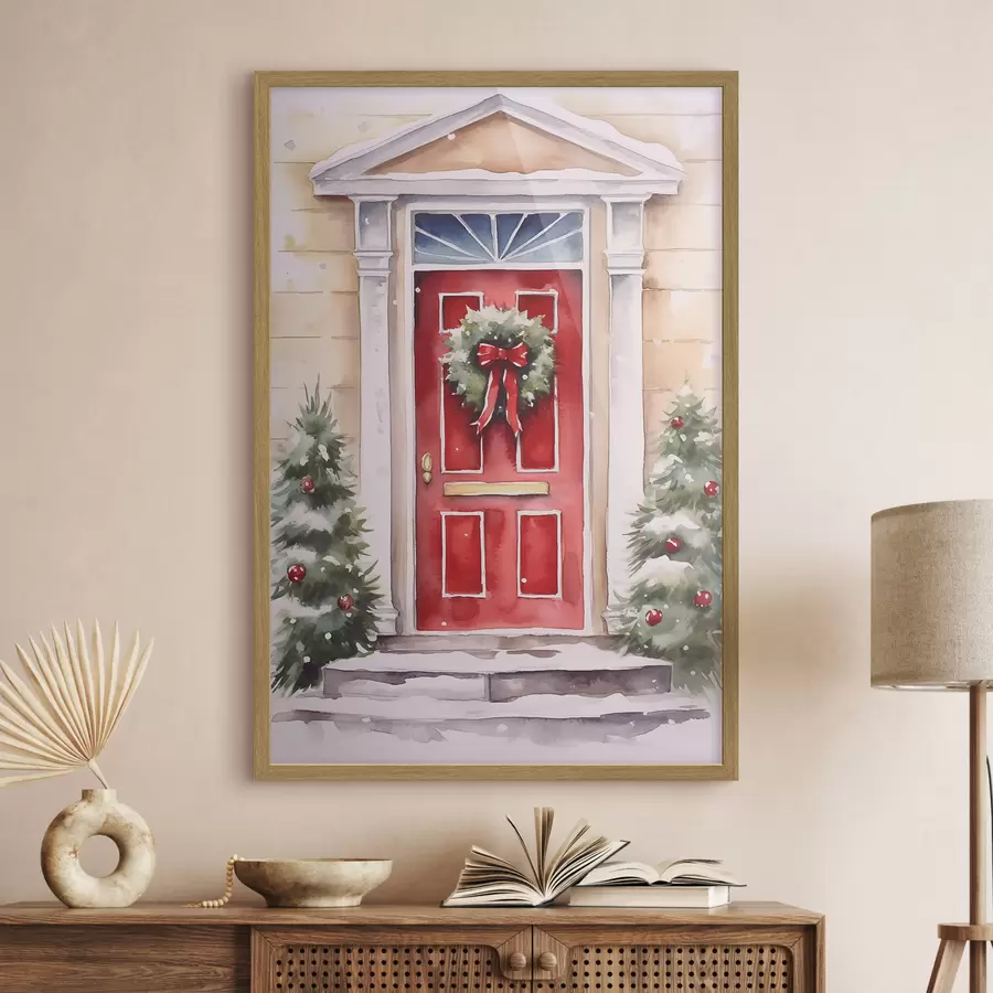 murales de pared Puerta navideña con corona f46622