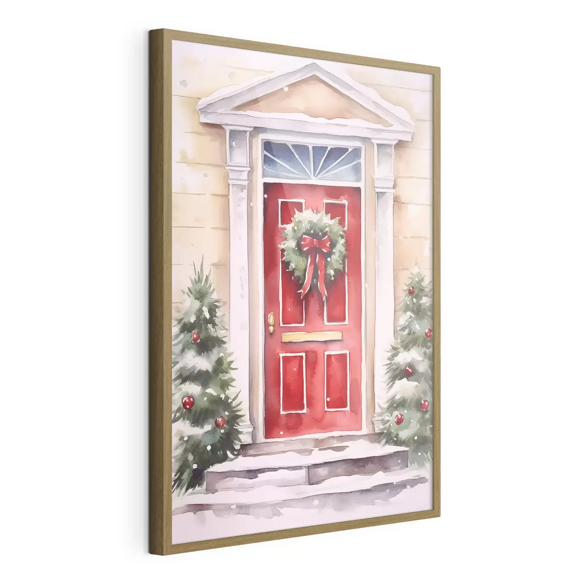 Poster Puerta navideña con corona f46622