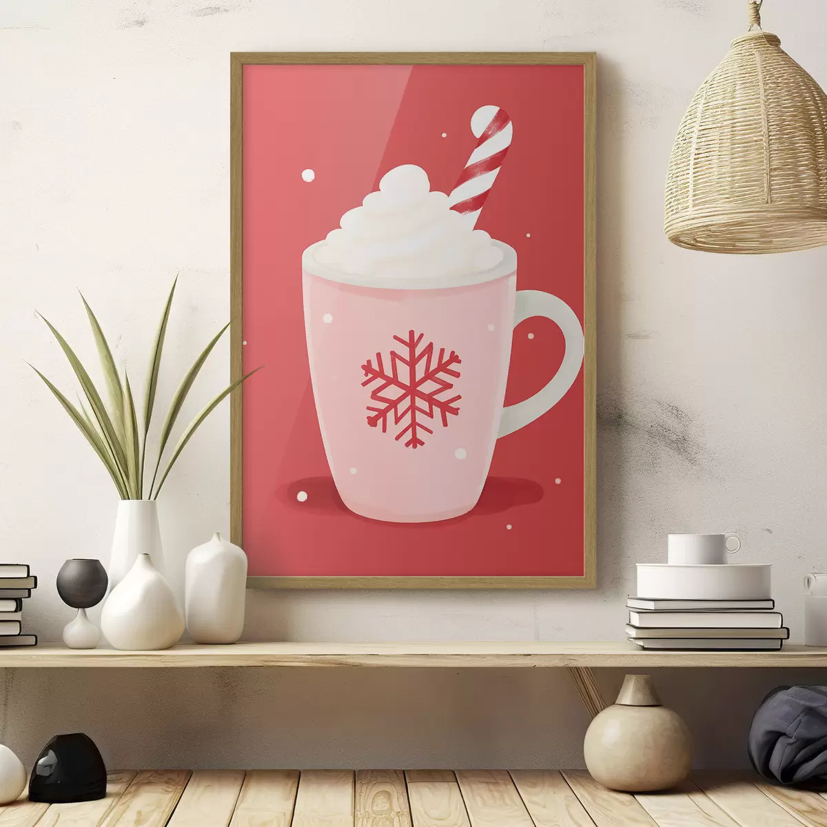 Poster Cacao navideño con nata y bastones de caramelo f46625