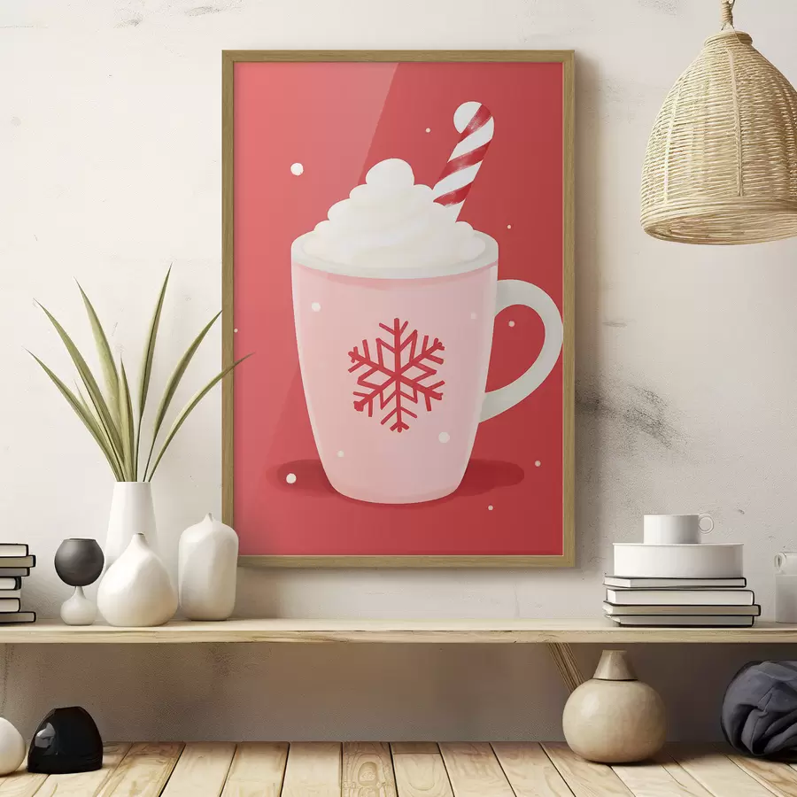 murales de pared Cacao navideño con nata y bastones de caramelo f46625